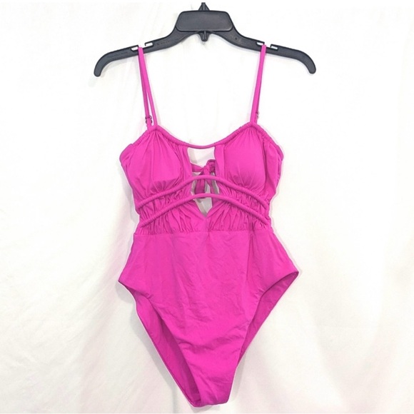 Becca by Rebecca Virtue Womens Santorini 1PC Pink One-Piece Swimsuit NWT - Picture 3 of 4
